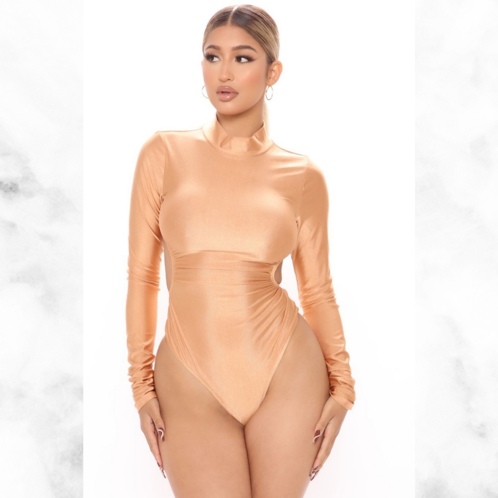 No Privacy Turtleneck Bodysuit - Bronze XL